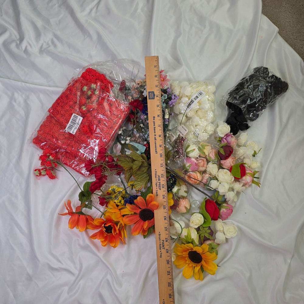 Bulk Lot Artificial Flowers Foam Roses Silk Sunflowers DIY Craft Wedding Decor - Picture 11 of 16